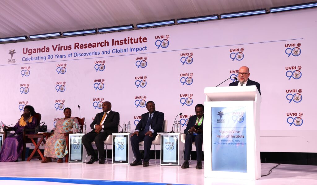 Chargé d’Affaires Mika Cleverley giving remarks at UVRI 90th Anniversary Celebrations