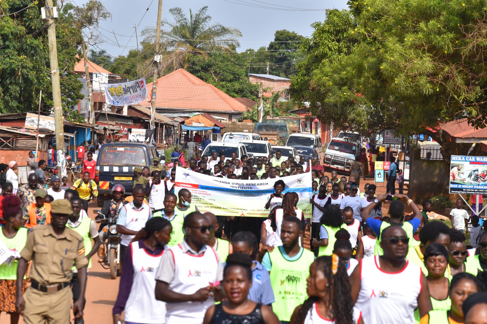 UVRI STAFF IN A COMMUNITY SENSITISATION MATCH ON WORLD AIDS DAY