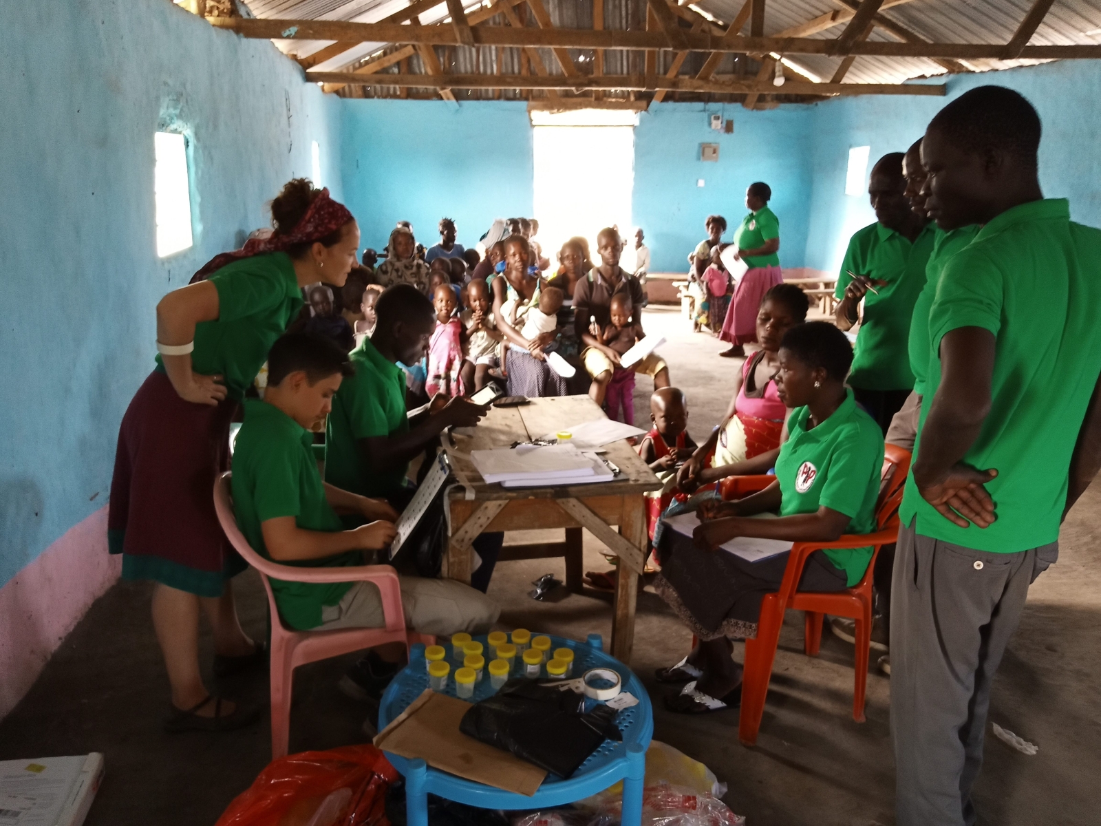 Dr Mawa and team in the field recruiting participants