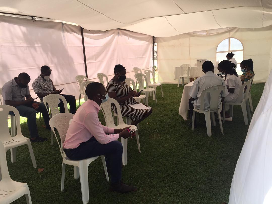 UVRI Staff waiting in the observation area before Vaccination