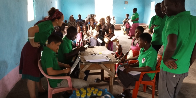 Dr Mawa and team in the field recruiting participants
