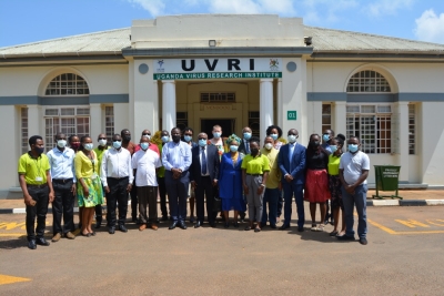 UVRI Staff in group photo with WHO Regional Expert Advisory Committee on Treatment of COVID19